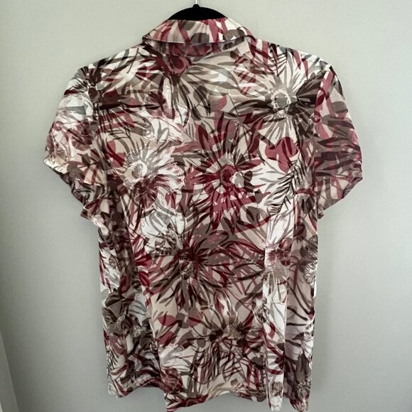 Reitmans Button Down Tropical Print Blouse, Size XL - Picture 2 of 6